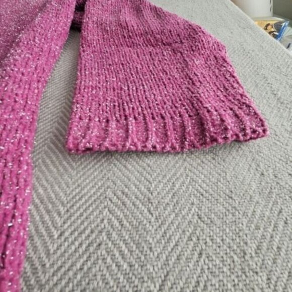 Venus Cold Shoulder Sweater Women's Size 1x Purple Metallic Thread Chunky Y2K - Picture 10 of 16